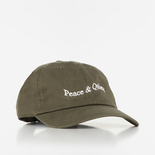 Museum of Peace and Quiet Wordmark Dad Hat, Olive, Detail Shot 1