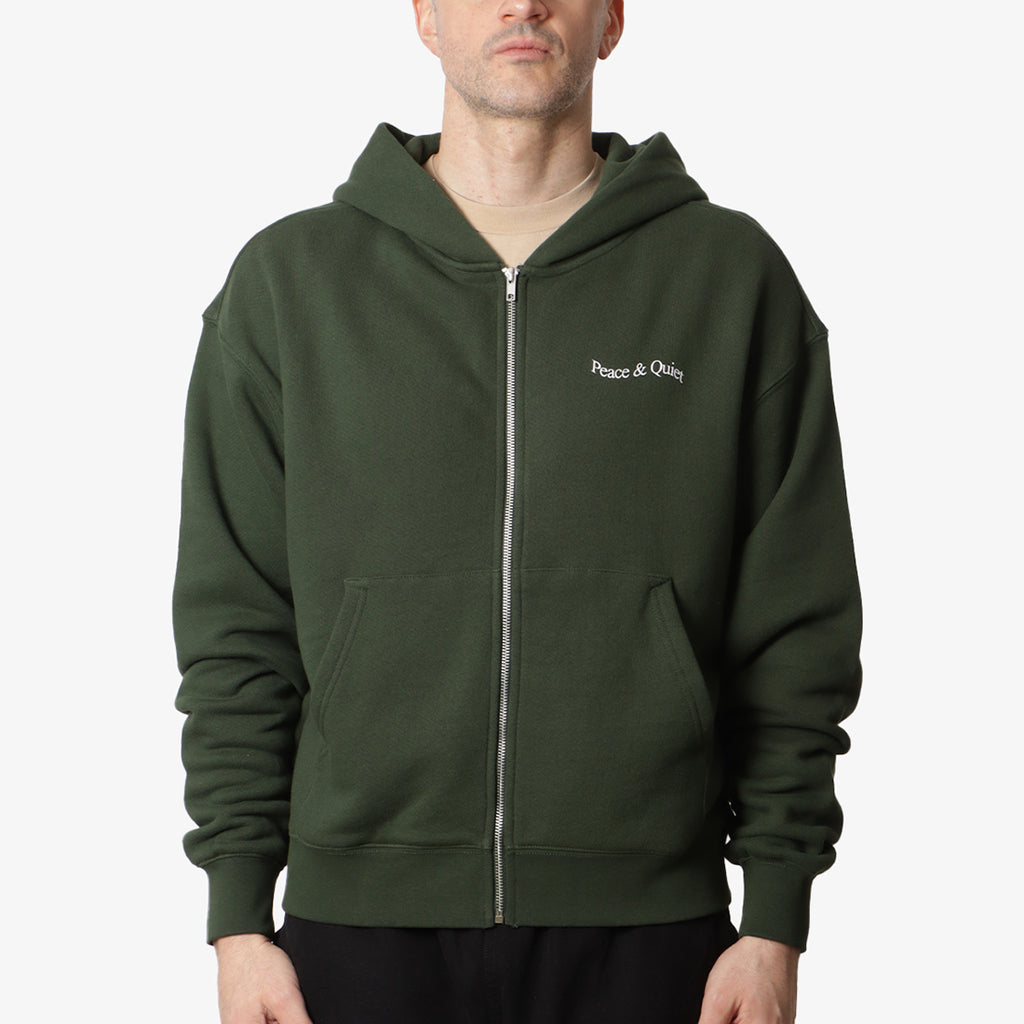 Museum of Peace and Quiet Wordmark Zip Up Hoodie, Forest, Detail Shot 2