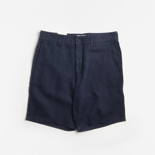 NN.07 Aden Linen Shorts, Navy Blue, Detail Shot 1