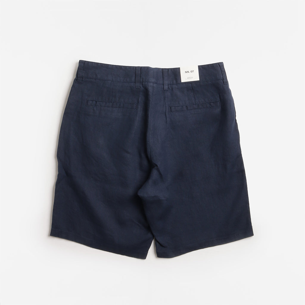 NN.07 Aden Linen Shorts, Navy Blue, Detail Shot 2