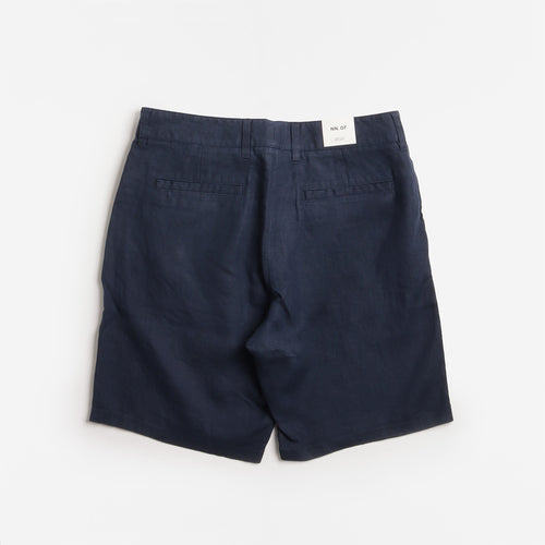 NN.07 Aden Linen Shorts, Navy Blue, Detail Shot 2
