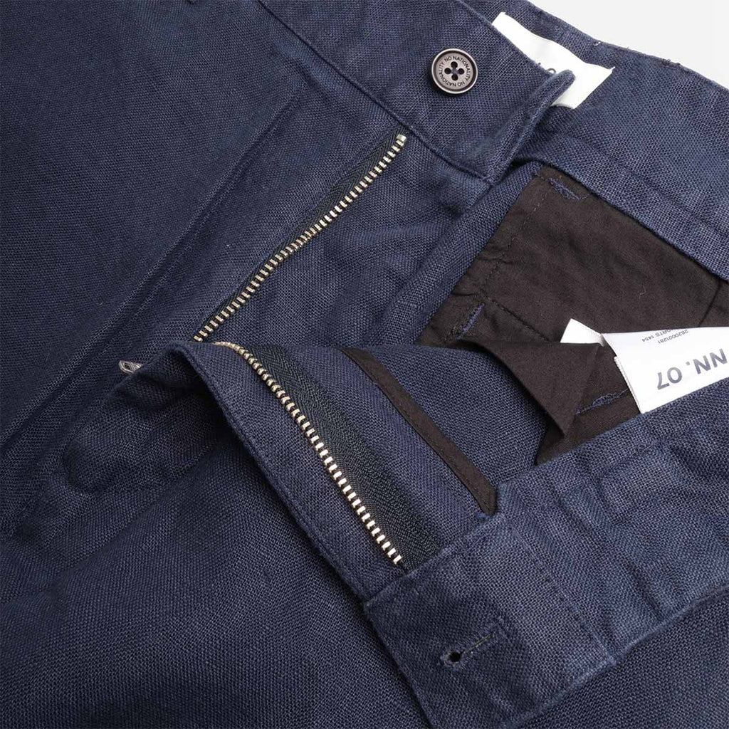 NN.07 Aden Linen Shorts, Navy Blue, Detail Shot 4