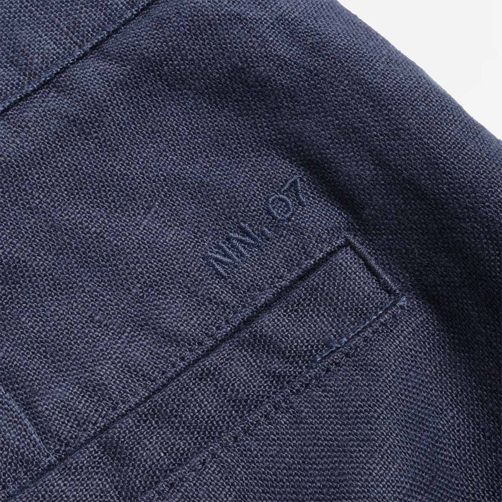 NN.07 Aden Linen Shorts, Navy Blue, Detail Shot 5
