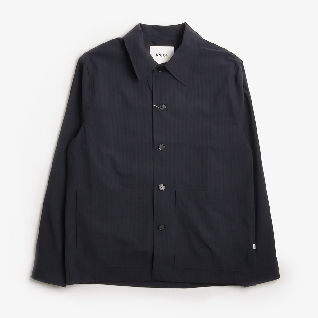 NN.07 Blaze Seersucker Overshirt, Navy Blue, Detail Shot 1