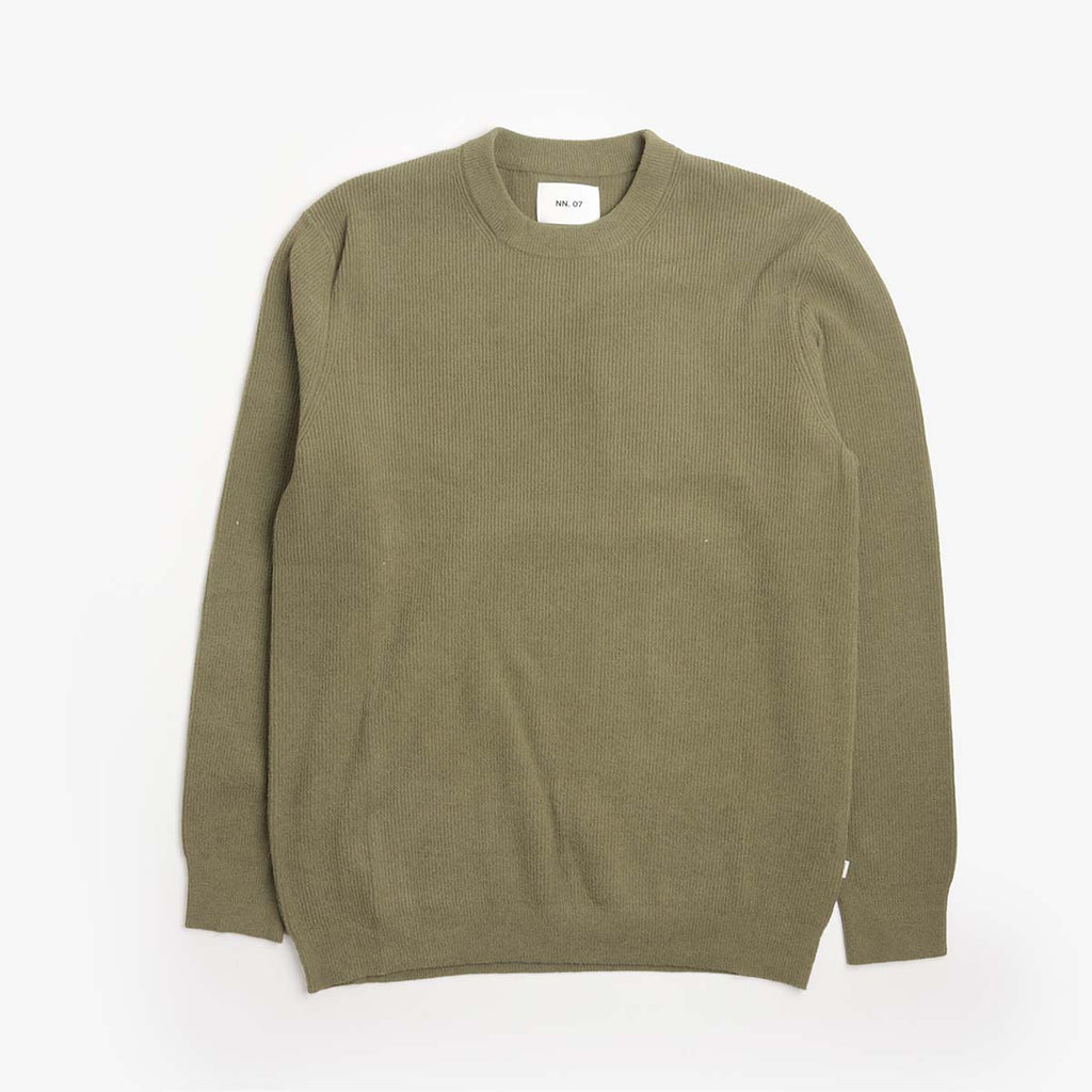 NN.07 Danny Lightweight Sweater in Shadow Moss, front view