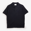 NN.07 Ryan Knitted Linen Blend Polo Shirt, Navy Blue, Detail Shot 1