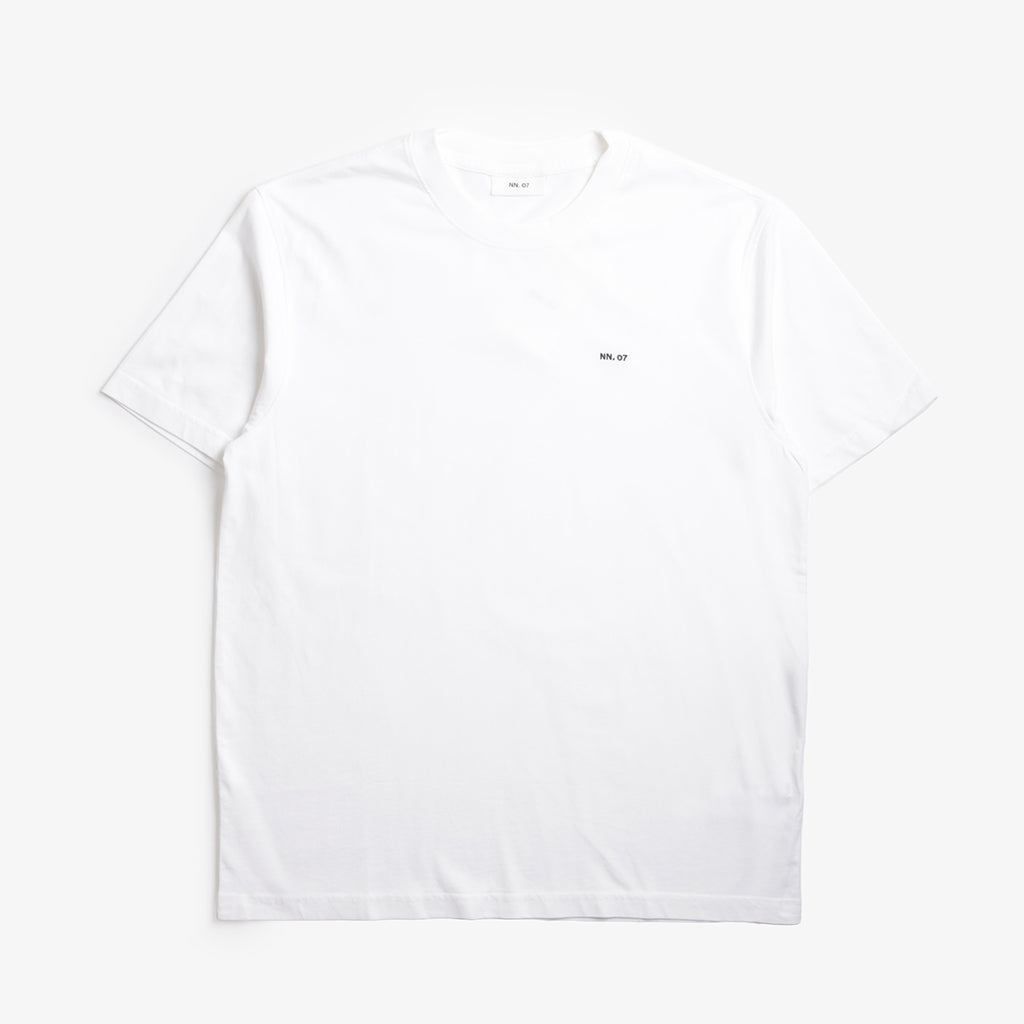 NN.07 Adam Casual Logo Pima T-Shirt, White, Detail Shot 1
