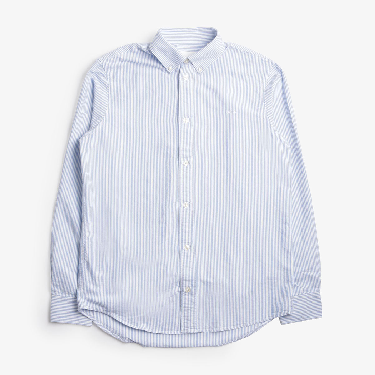 main NN.07 Colby Logo Regular Fit Oxford Shirt, Blue Stripe, Detail Shot 1