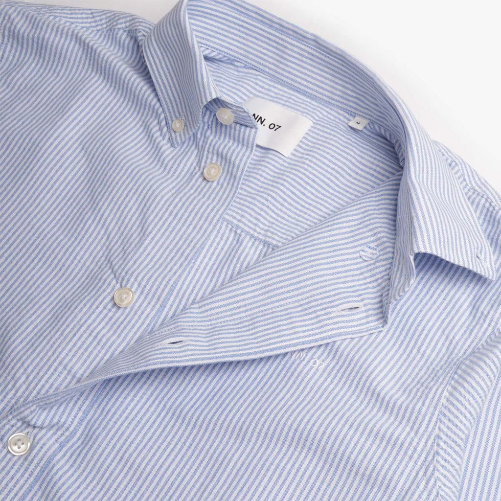 NN.07 Colby Logo Regular Fit Oxford Shirt, Blue Stripe, Detail Shot 2