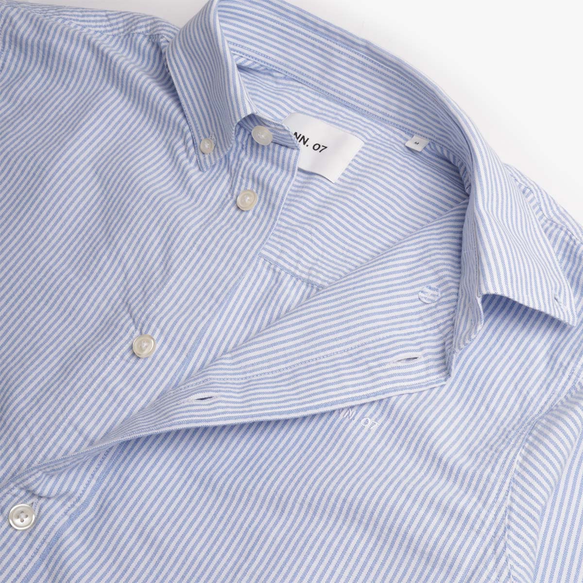 main NN.07 Colby Logo Regular Fit Oxford Shirt, Blue Stripe, Detail Shot 2