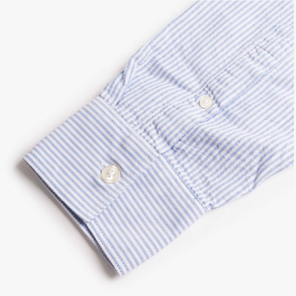NN.07 Colby Logo Regular Fit Oxford Shirt, Blue Stripe, Detail Shot 4