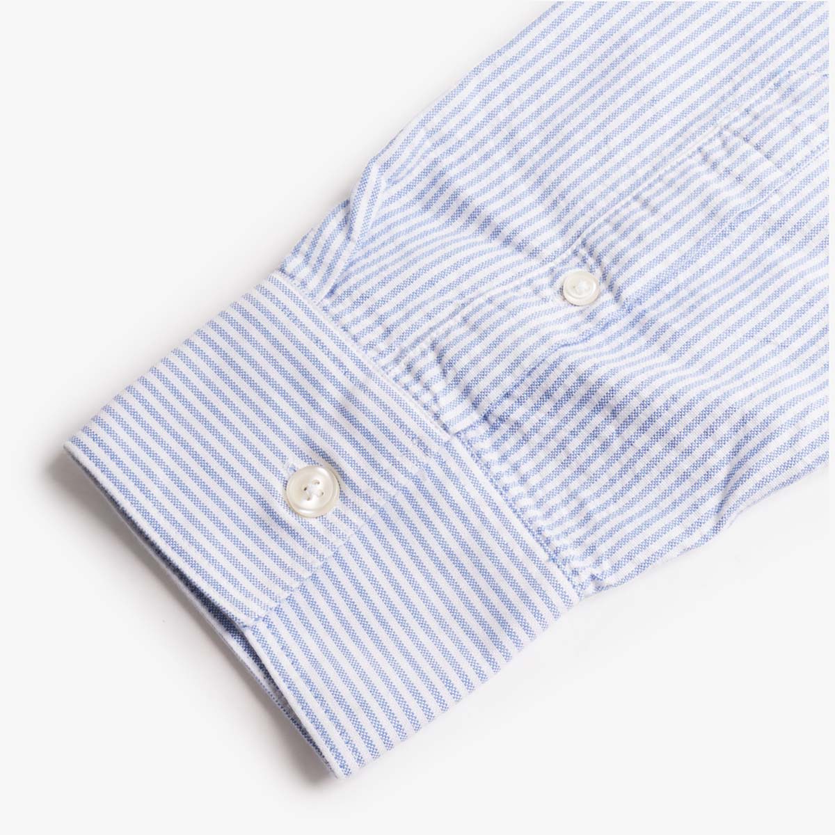 NN.07 Colby Logo Regular Fit Oxford Shirt, Blue Stripe, Detail Shot 4
