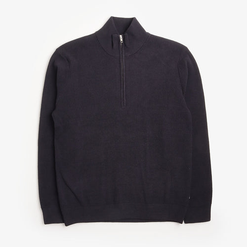 NN.07 Danny Half Zip Sweatshirt in Navy Blue, front view