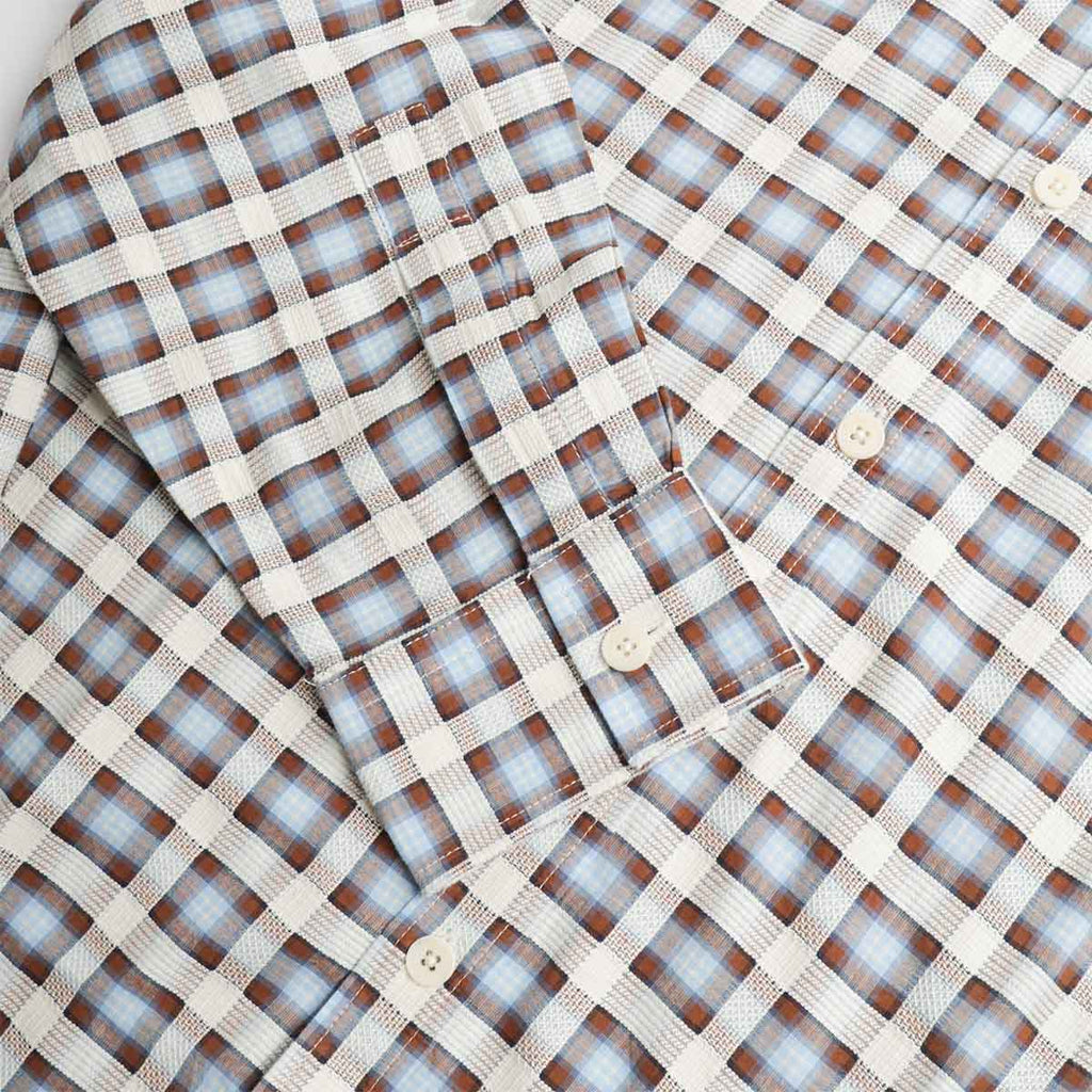 NN.07 Deon Leno Weave Shirt, Blue Check, Detail Shot 3