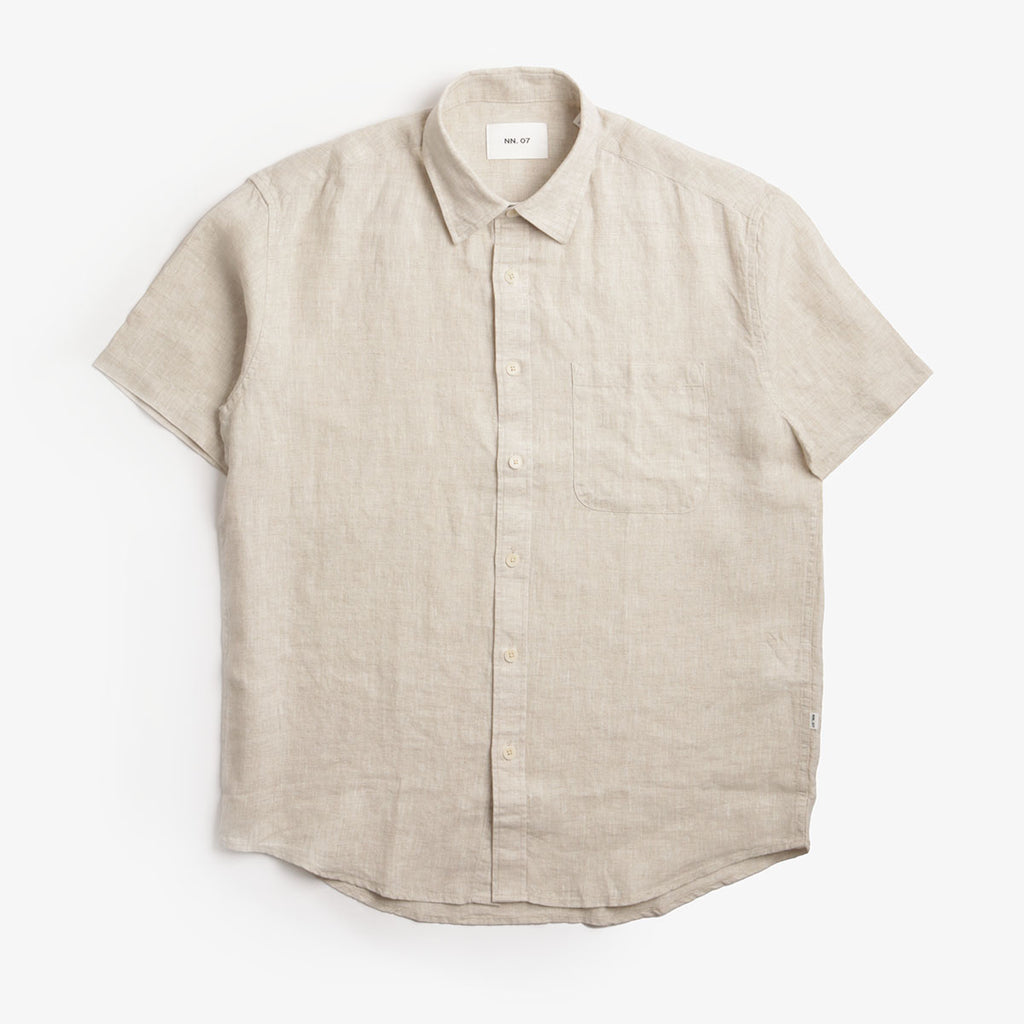 NN.07 Deon Linen Shirt, Oat, Detail Shot 1