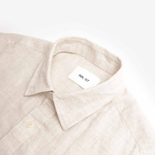 NN.07 Deon Linen Shirt, Oat, Detail Shot 2