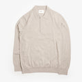 NN.07 Emerson Lightweight Merino Wool Polo in White Pepper, front view