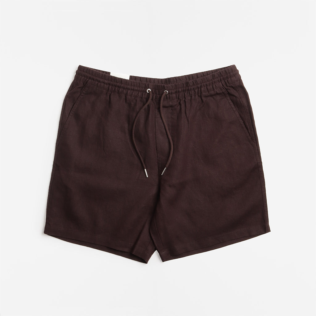 NN.07 Gregor Casual Drawstring Linen Shorts, Dusky Port, Detail Shot 1