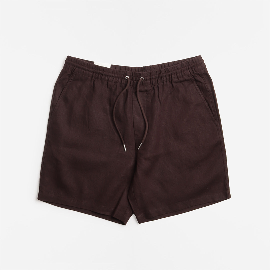 NN.07 Gregor Casual Drawstring Linen Shorts, Dusky Port, Detail Shot 1