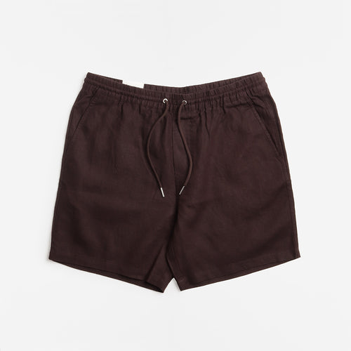 NN.07 Gregor Casual Drawstring Linen Shorts, Dusky Port, Detail Shot 1