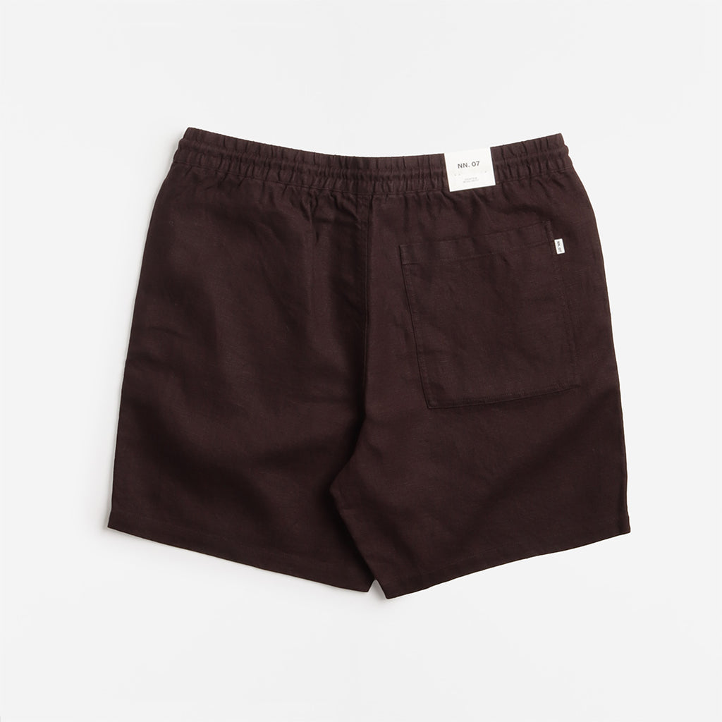 NN.07 Gregor Casual Drawstring Linen Shorts, Dusky Port, Detail Shot 3