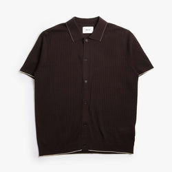 thumbnail NN.07 Nalo Textured Stitch Polo Shirt, Deep Truffle, Detail Shot 1