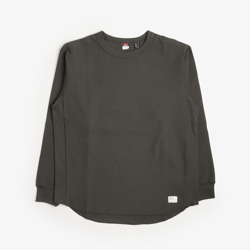 Nanga Airflex Waffle Long Sleeve T-Shirt in Olive, front view