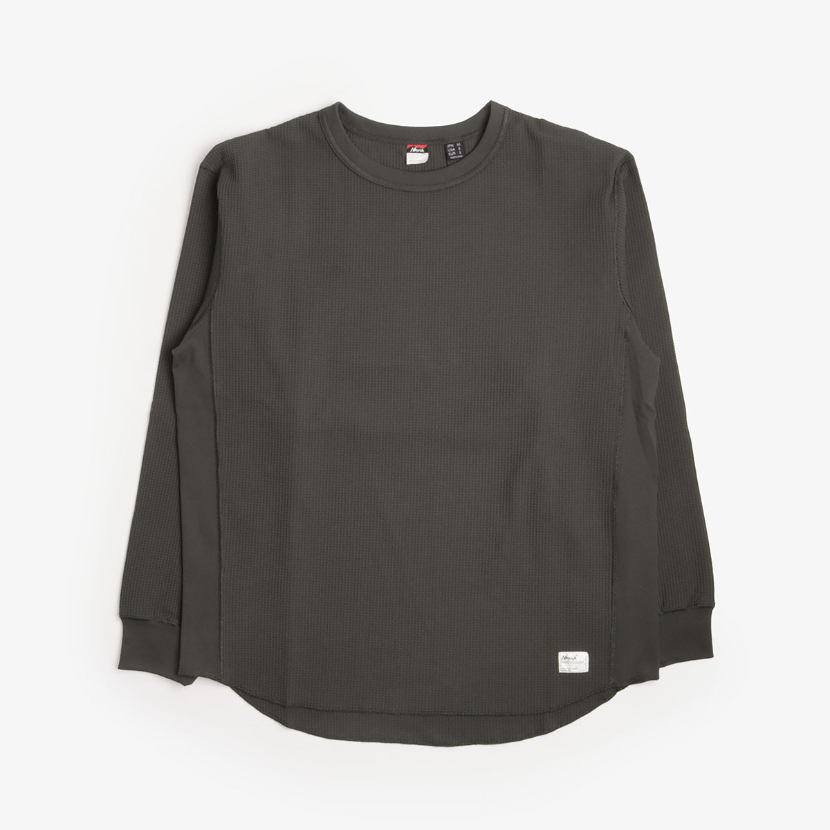 Nanga Airflex Waffle Long Sleeve T-Shirt in Olive, front view