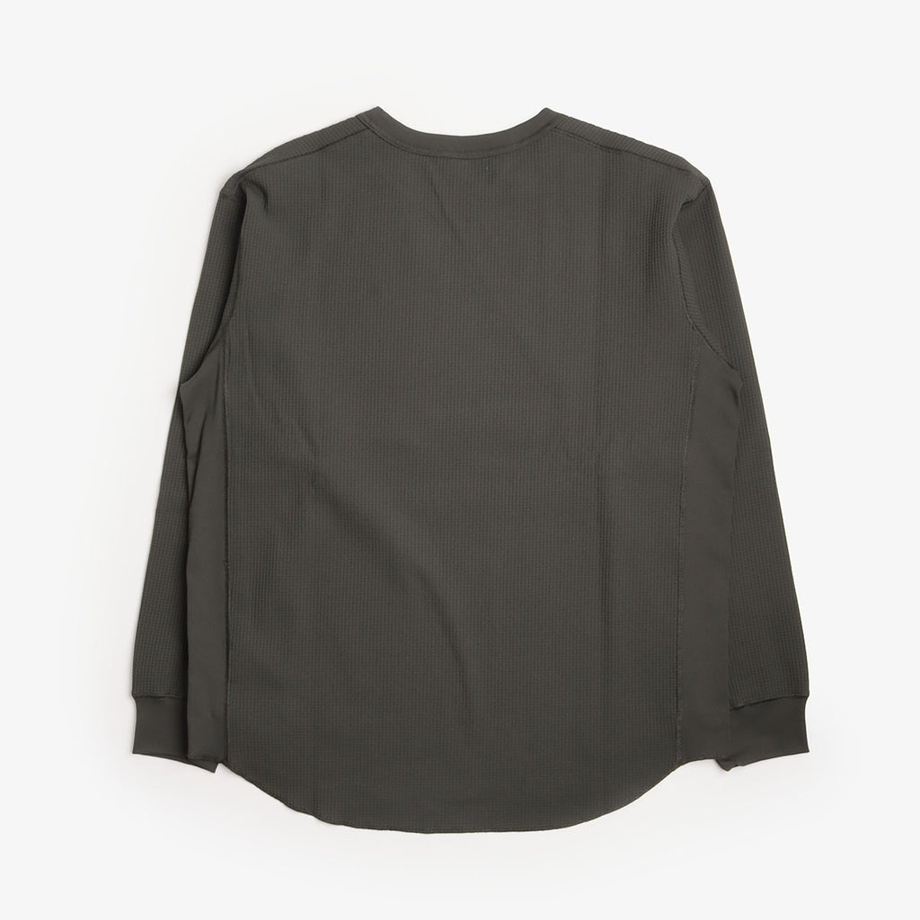 Nanga Airflex Waffle Long Sleeve T-Shirt in Olive, back view