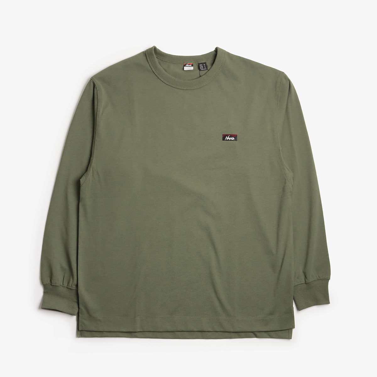 Nanga Eco Hybrid Box Logo Embroidery Long Sleeve T-Shirt, Green, Detail Shot 1