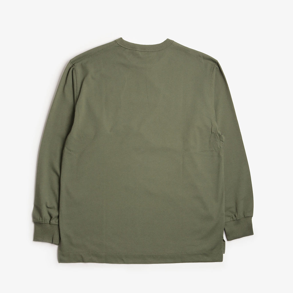 Nanga Eco Hybrid Box Logo Embroidery Long Sleeve T-Shirt, Green, Detail Shot 2