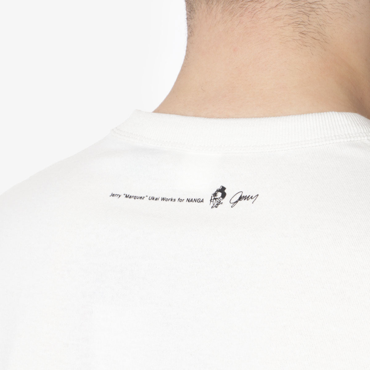 Nanga x Jerry Ukai Eco Hybrid Nanga Logo T-Shirt, White/Beige, Detail Shot 4
