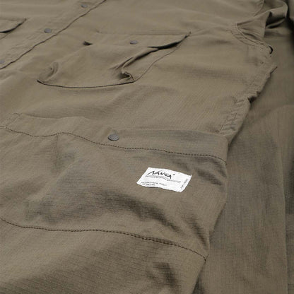 Nanga Takibi Ripstop Camp Shirt, Army Green, Detail Shot 2