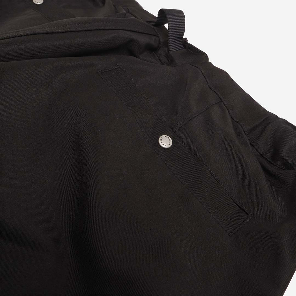 Webbing belt buckle and back pocket, black Nanga chinos