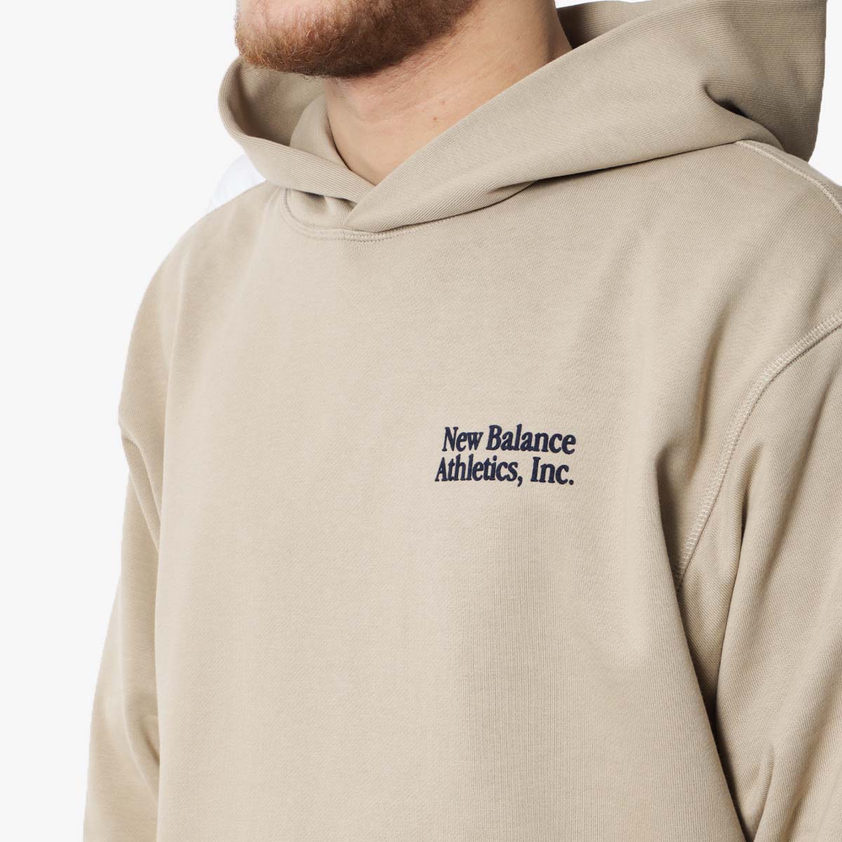 New Balance Athletics Embroidered Relaxed Hoodie, Stoneware, Detail Shot 2