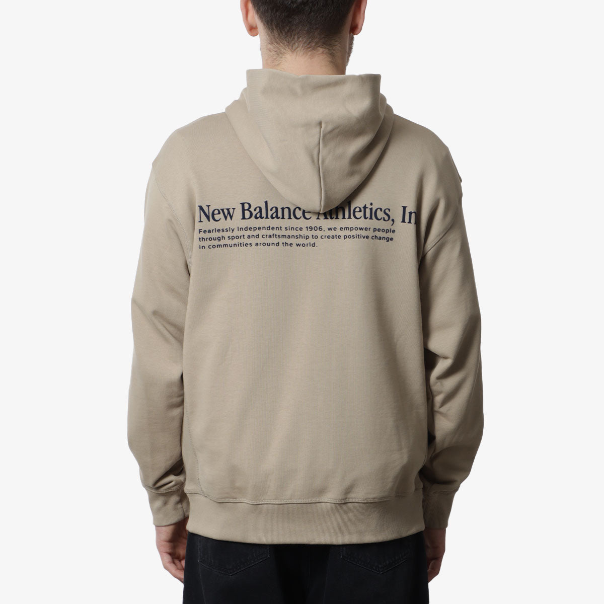 New Balance Athletics Embroidered Relaxed Hoodie, Stoneware, Detail Shot 5