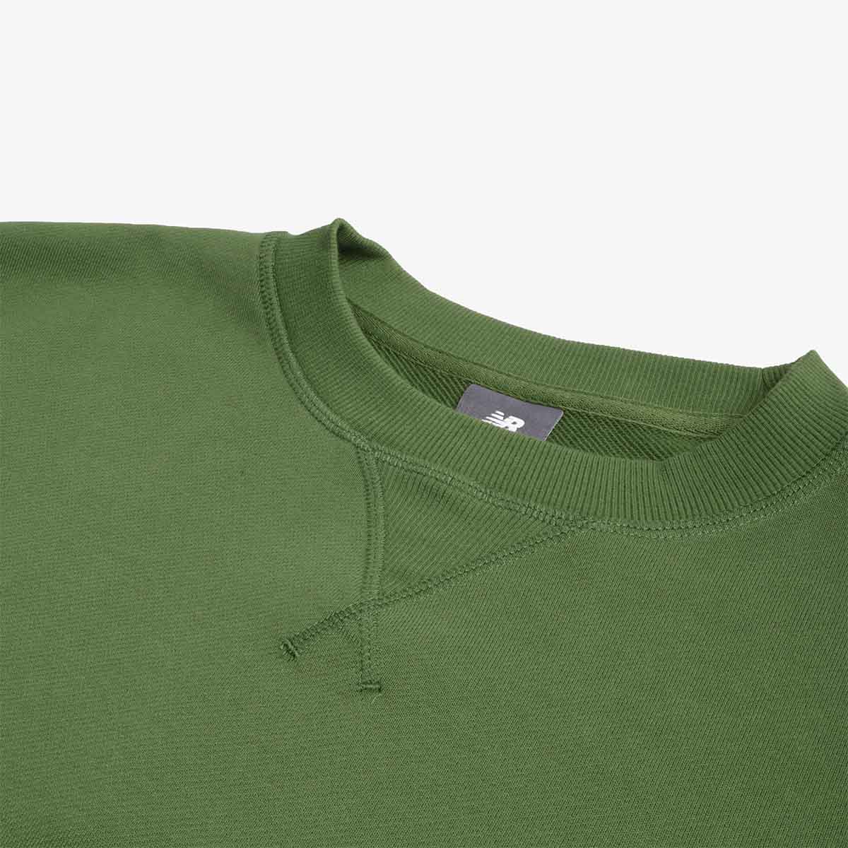 New Balance Athletics French Terry Crew Sweatshirt, Dark Alpine Green, Detail Shot 3