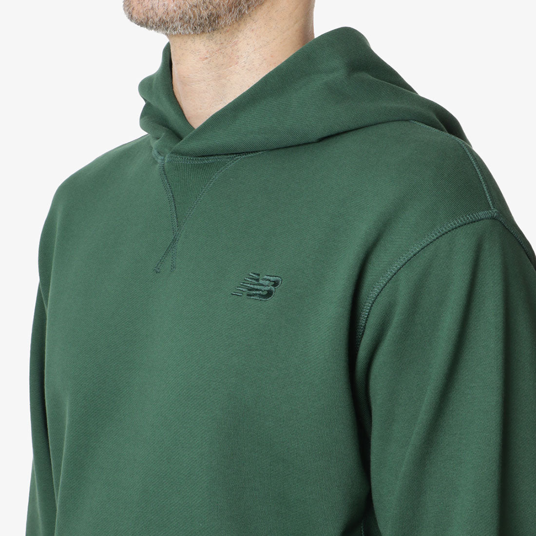 New Balance Athletics French Terry Hoodie, Nightwatch Green, Detail Shot 2