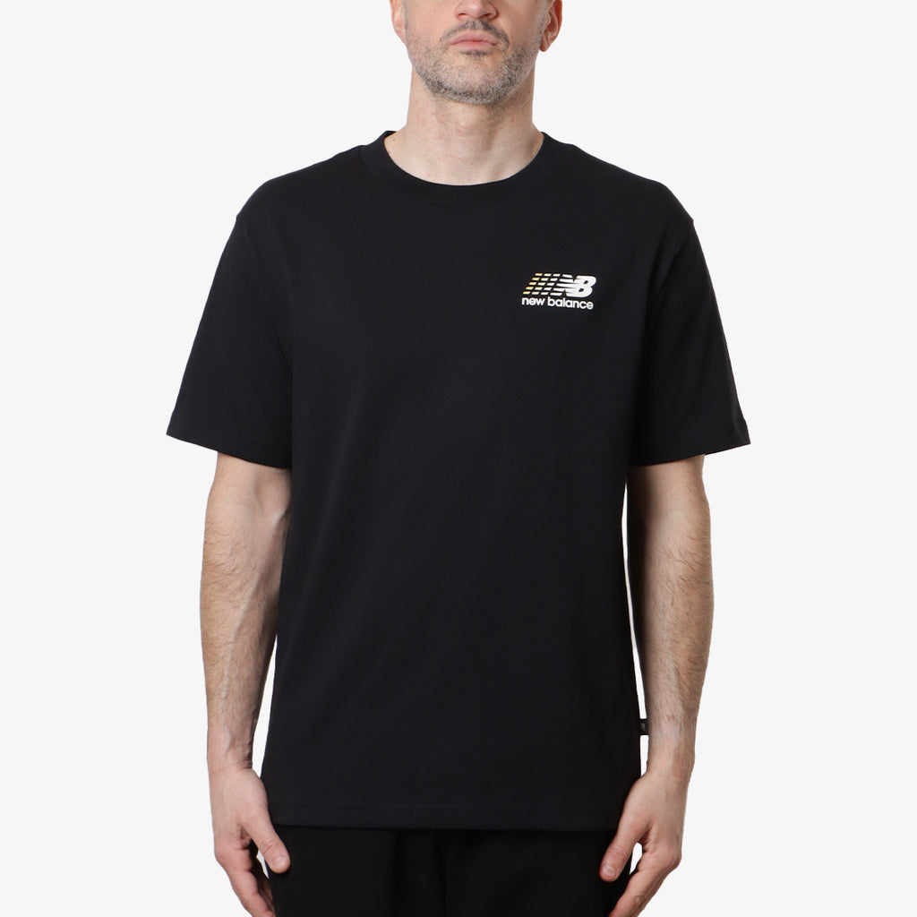 New Balance Athletics Multi Colour Logo T-Shirt, Black, Detail Shot 2