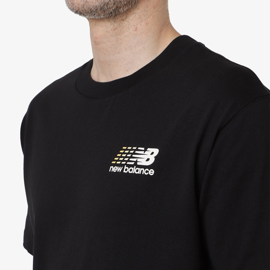 New Balance Athletics Multi Colour Logo T-Shirt, Black, Detail Shot 3