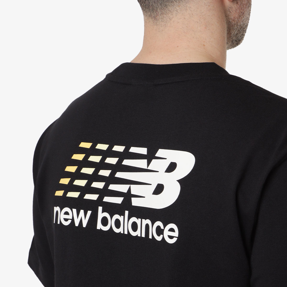 New Balance Athletics Multi Colour Logo T-Shirt, Black, Detail Shot 4