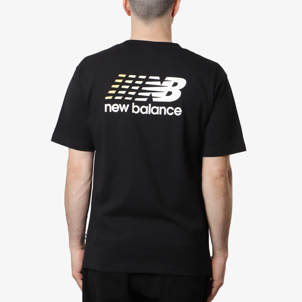 New Balance Athletics Multi Colour Logo T-Shirt, Black, Detail Shot 1