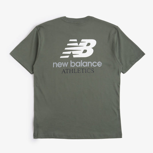 New Balance Athletics Remastered Graphic T-Shirt, Deep Olive Green, Detail Shot 1