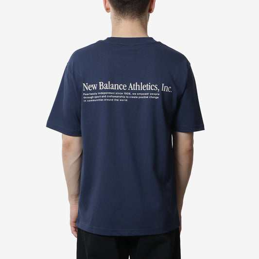 New Balance Flocked Relaxed T-Shirt, NB Navy, Detail Shot 3