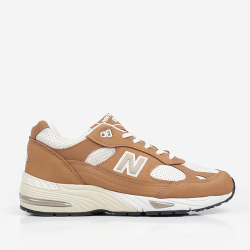 New Balance Made In UK 991v1 Shoes, Chipmunk Birch, Detail Shot 1
