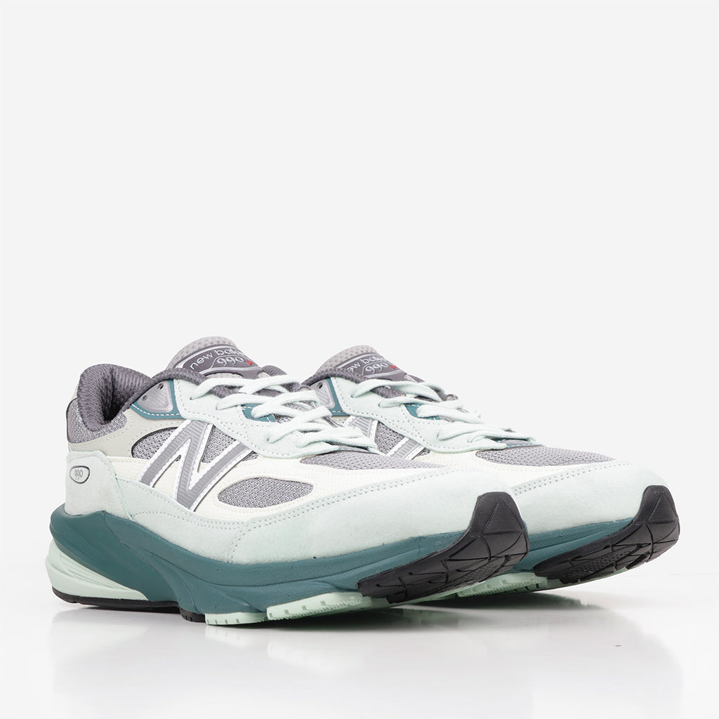New Balance Made In USA 990v6 Shoes, Clay Ash New Spruce Slate Grey, Detail Shot 2