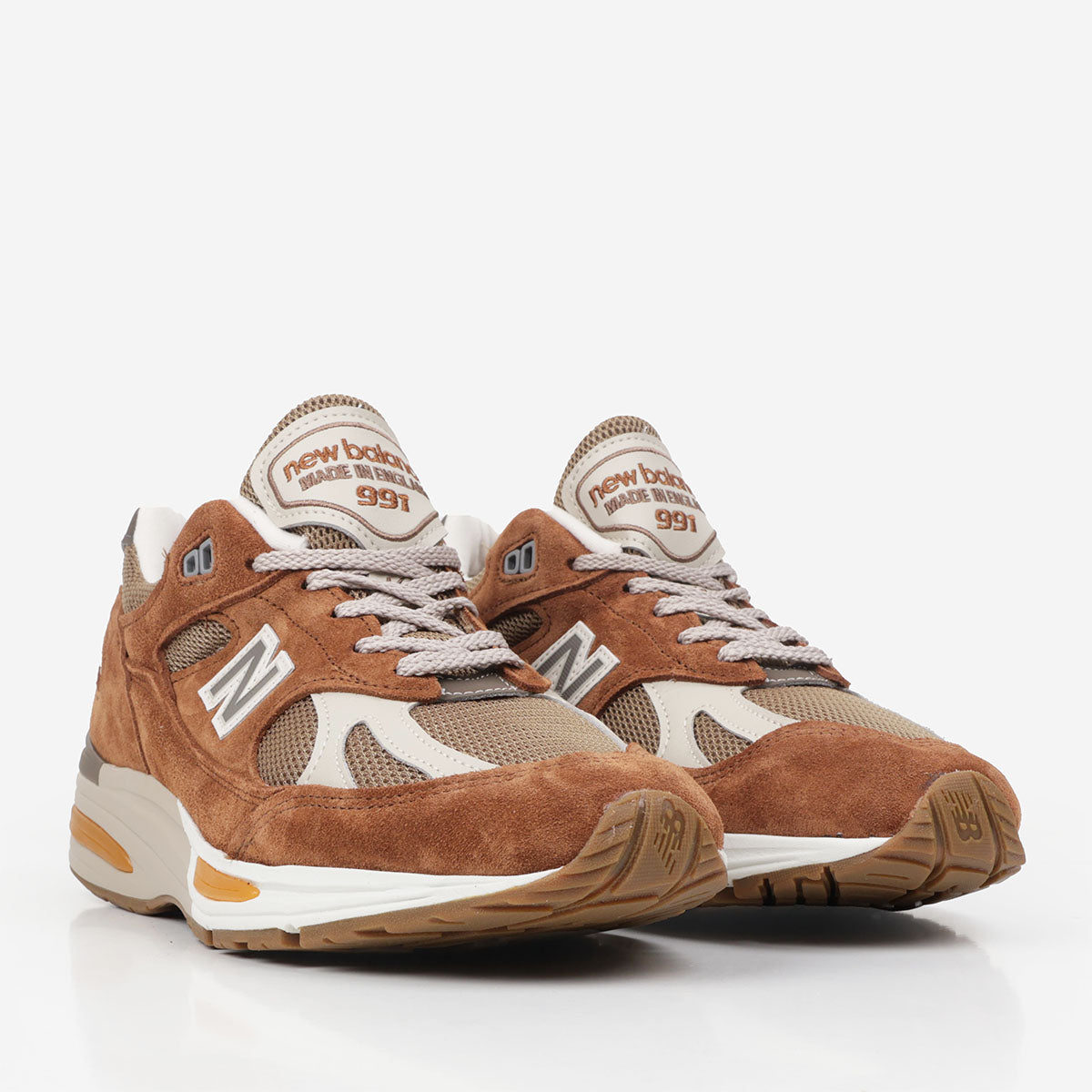 New Balance Made in UK 991v2 Shoes, Caramel Café Dijon, Detail Shot 2