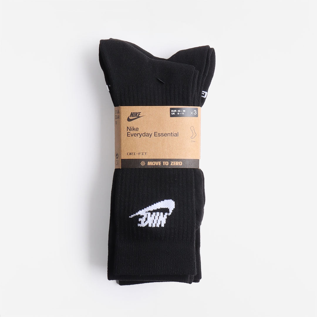 Nike Sportswear Everyday Essential Crew Socks 3-Pack, Black White, Detail Shot 3