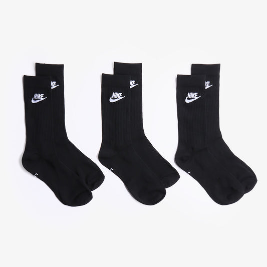 Nike Sportswear Everyday Essential Crew Socks 3-Pack, Black White, Detail Shot 1