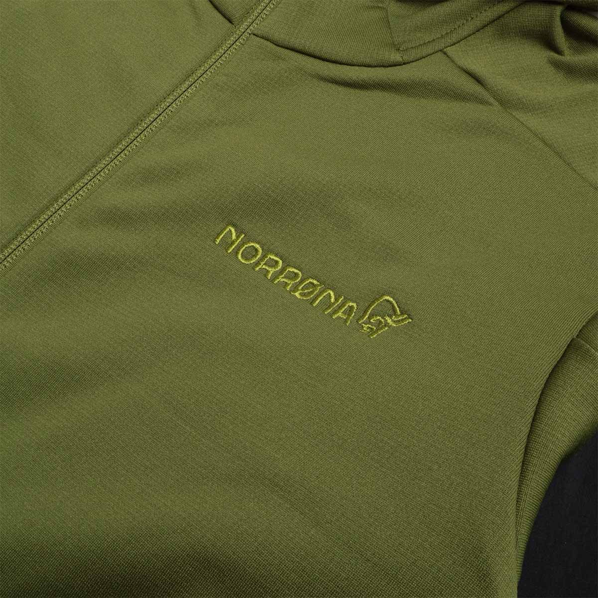 Norrona Falketind Warm2 Stretch Hoodie, Pesto, Detail Shot 3
